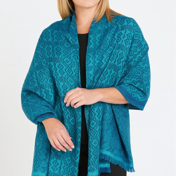 Pashmina Style Scarf/Wrap Blue and Green EUC - Picture 1 of 12